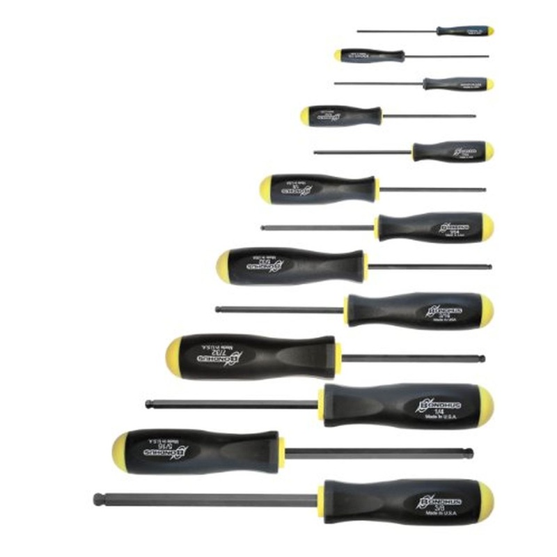 Bondhus 10637 Set of 13 Balldriver Screwdrivers,ProGuard Finish,sizes .050-3/8"