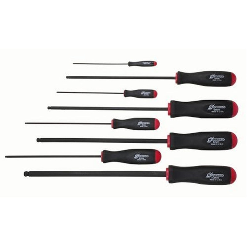 Bondhus 10733 Set of 8 Balldriver Screwdrivers,Long Length,sizes 2-10mm