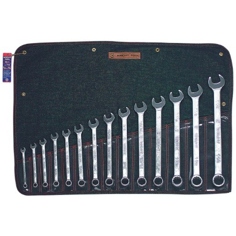 Wright Tool 714 Combination Wrench WRIGHTGRIP 2.0 14 Piece Set - 12 Point Satin 3/8" - 1-1/4"