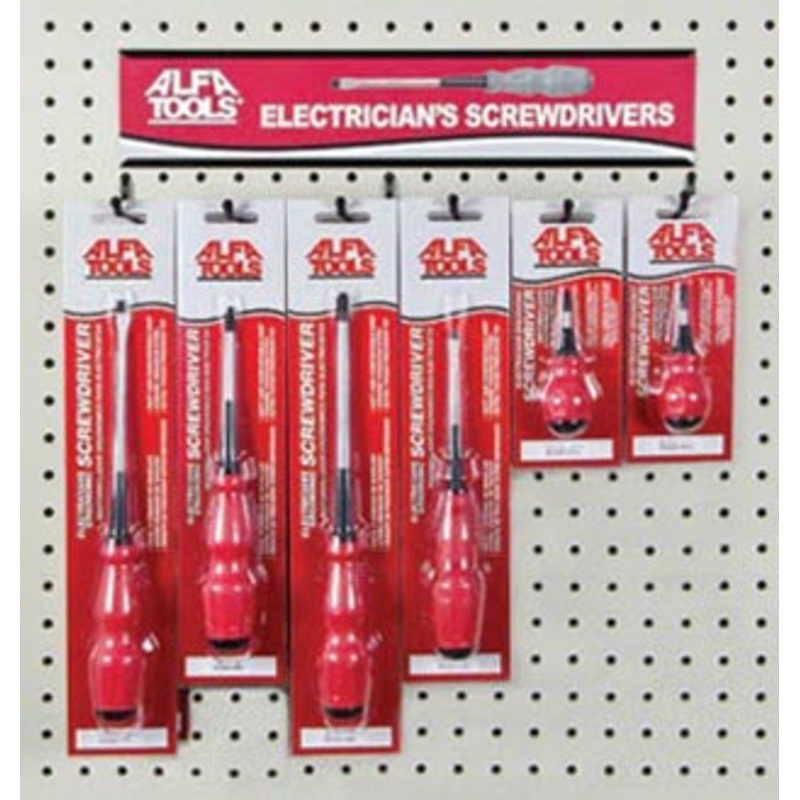 ALFA Tools SCDE18 18PC . ELECTRICIAN'S SCREWDRIVER WALL DISPLAY 1/pack