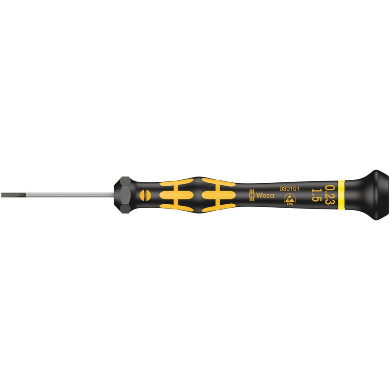 Wera 05030101001 1578 A ESD Kraftform Micro screwdriver for slotted screws, 0.23 x 1.5 x 40 mm