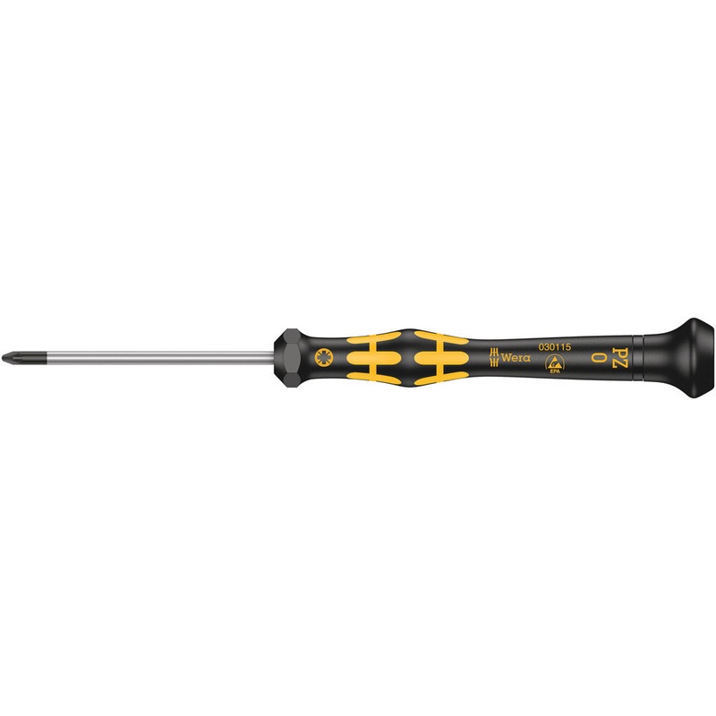 Wera 05030115001 1555 PZ ESD Kraftform Micro screwdriver for Pozidriv screws, PZ 0 x 60 mm