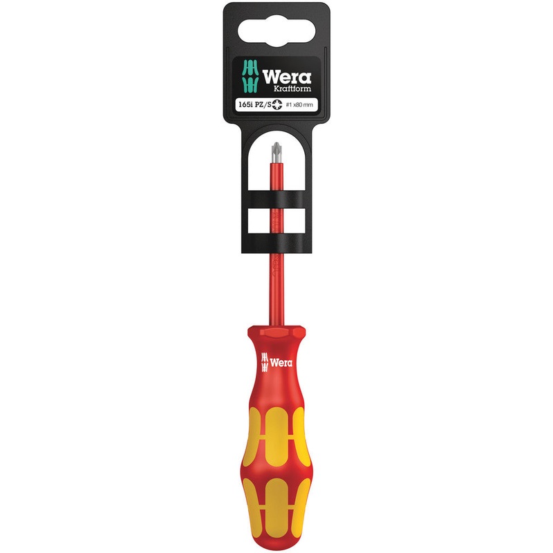 Wera 05100021001 165 i PZ/S SB VDE Insulated screwdriver for PlusMinus screws (Pozidriv/slotted), # 1 x 80 mm