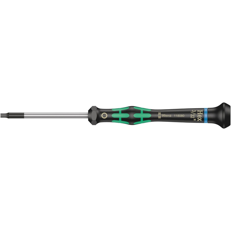Wera 05118080001 2054 Screwdriver for hexagon socket screws for electronic applications, 3/32" x 60 mm