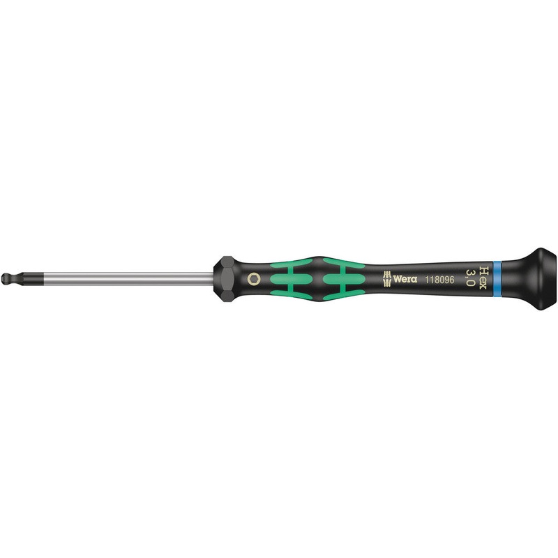 Wera 05118096001 2052 Ball end hexagon screwdriver for electronic applications, 3 x 60 mm