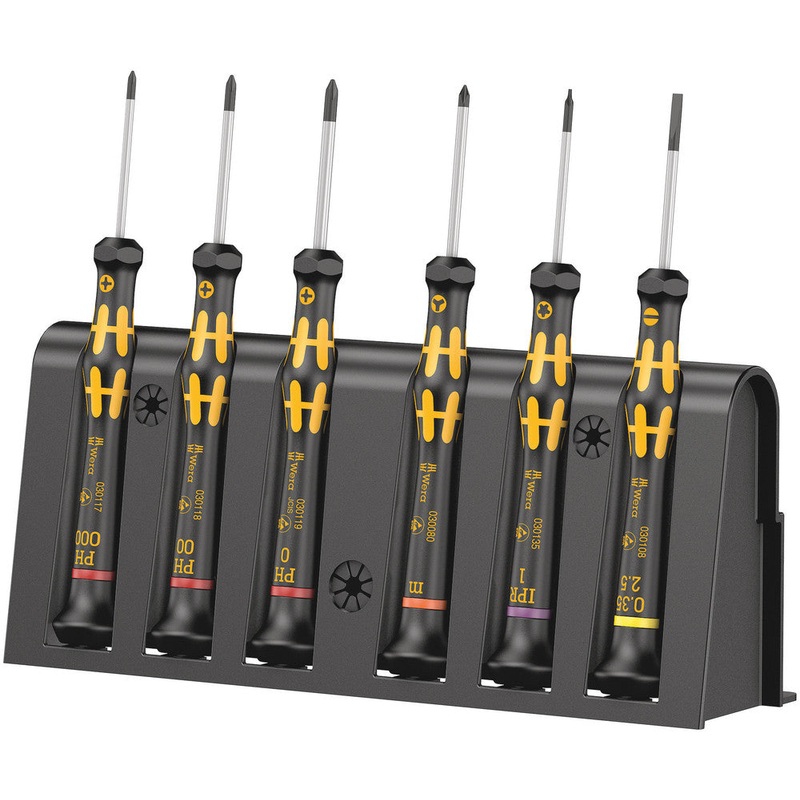 Wera 05030180001 1550/6 ESD Screwdriver set and rack for electronic applications, 6 pieces