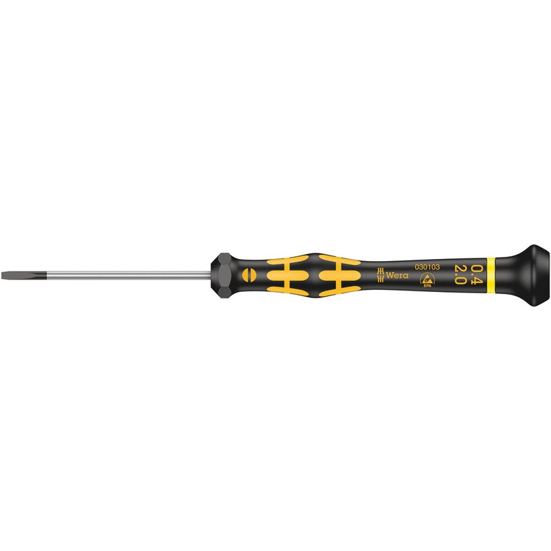 Wera 05030103001 1578 A ESD Kraftform Micro screwdriver for slotted screws, 0.40 x 2 x 60 mm