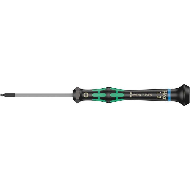Wera 05118089001 2052 Ball end hexagon screwdriver for electronic applications, 1.3 x 60 mm