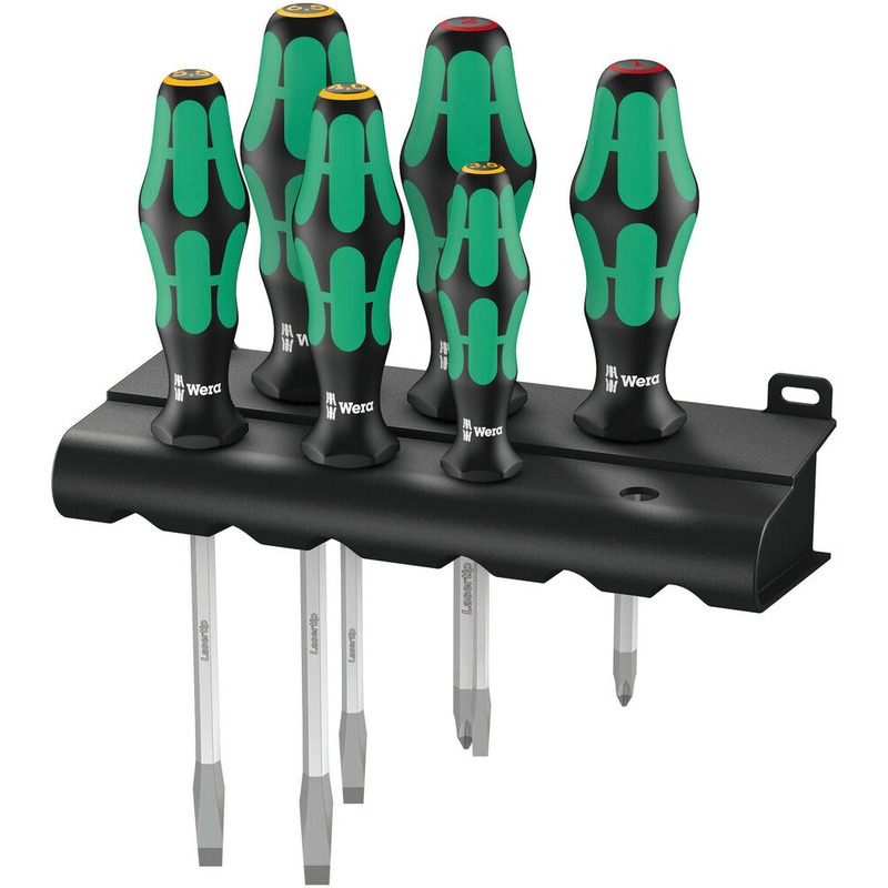 Wera 05007680001 334 SK/6 Rack Screwdriver set Kraftform Plus Lasertip and rack, 6 pieces