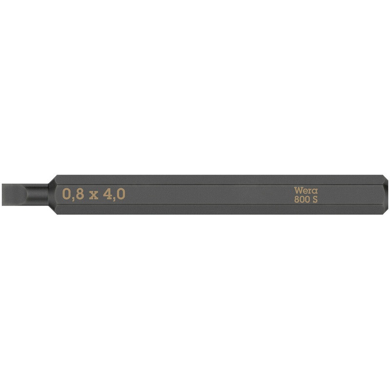 Wera 05018140001 800 S Slotted bits for impact screwdrivers, 0.8 x 4 x 70 mm