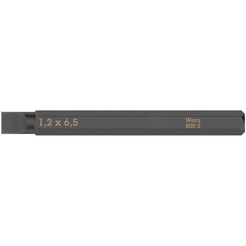 Wera 05018142001 800 S Slotted bits for impact screwdrivers, 1.2 x 6.5 x 70 mm