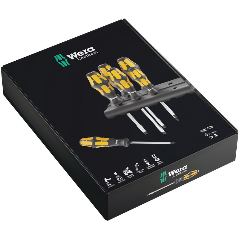 Wera 05018283001 932 S/6 Screwdriver set Kraftform Wera: Chiseldriver and rack, 6 pieces