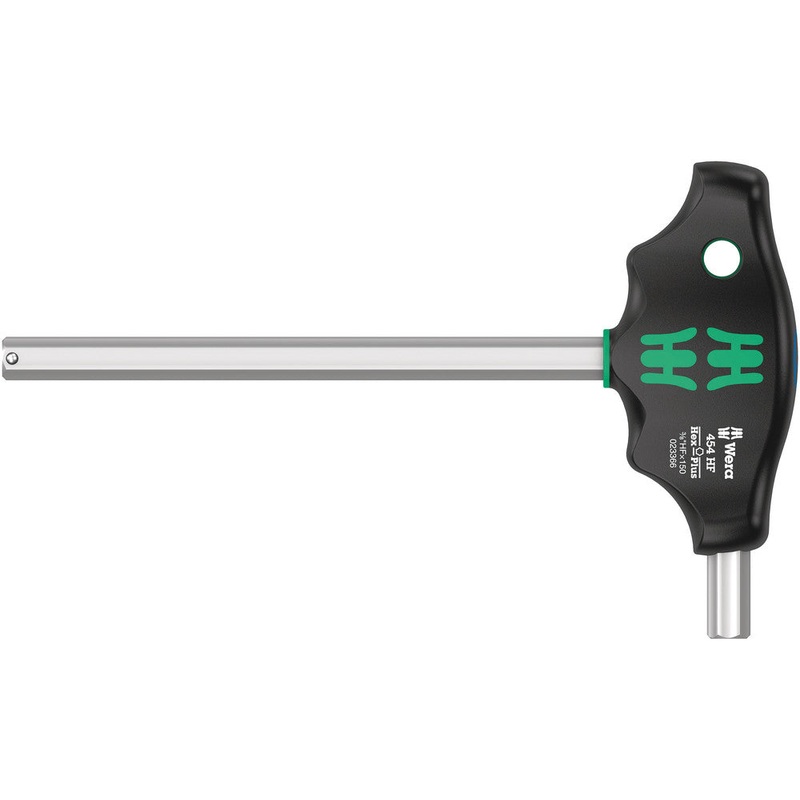 Wera 05023366001 454 HF T-handle hexagon screwdriver Hex-Plus with holding function, imperial, 3/8" x 150 mm