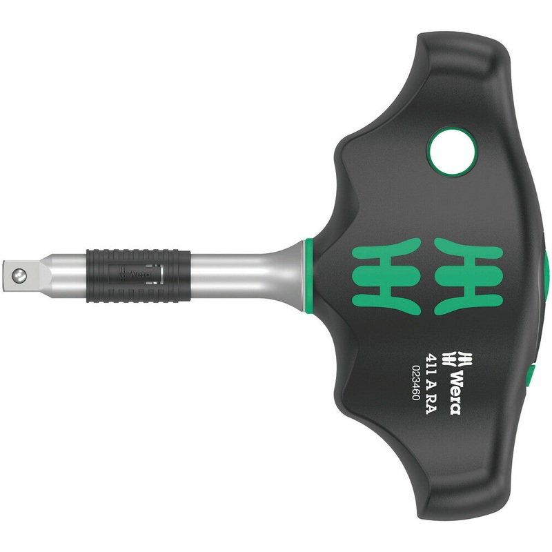 Wera 05023460001 411 A RA T-handle adapter screwdriver with ratchet function, 1/4", 1/4" x 45 mm