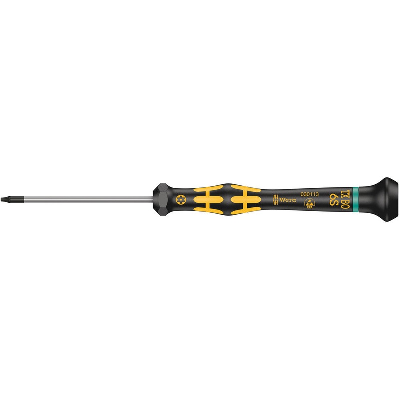 Wera 05030113001 1567 TORX BO ESD Kraftform Micro screwdriver for tamper-proof TORX screws, TX 6 BO x 60 mm