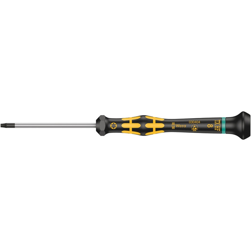Wera 05030404001 1567 TORX HF ESD Kraftform Micro screwdriver with holding function for TORX screws, TX 8 x 60 mm