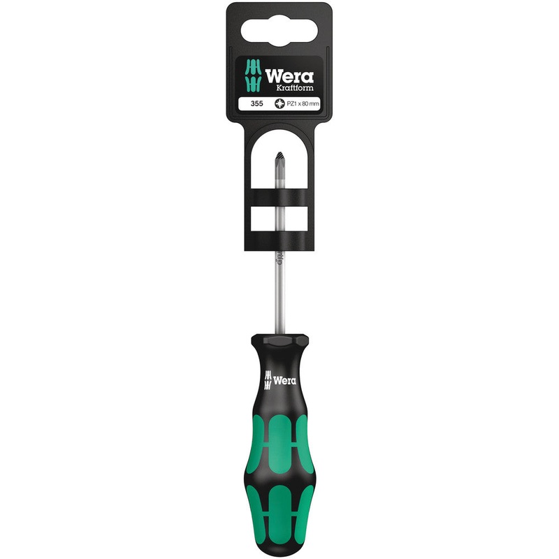 Wera 05100056001 355 PZ SB Screwdriver for Pozidriv screws, PZ 1 x 80 mm