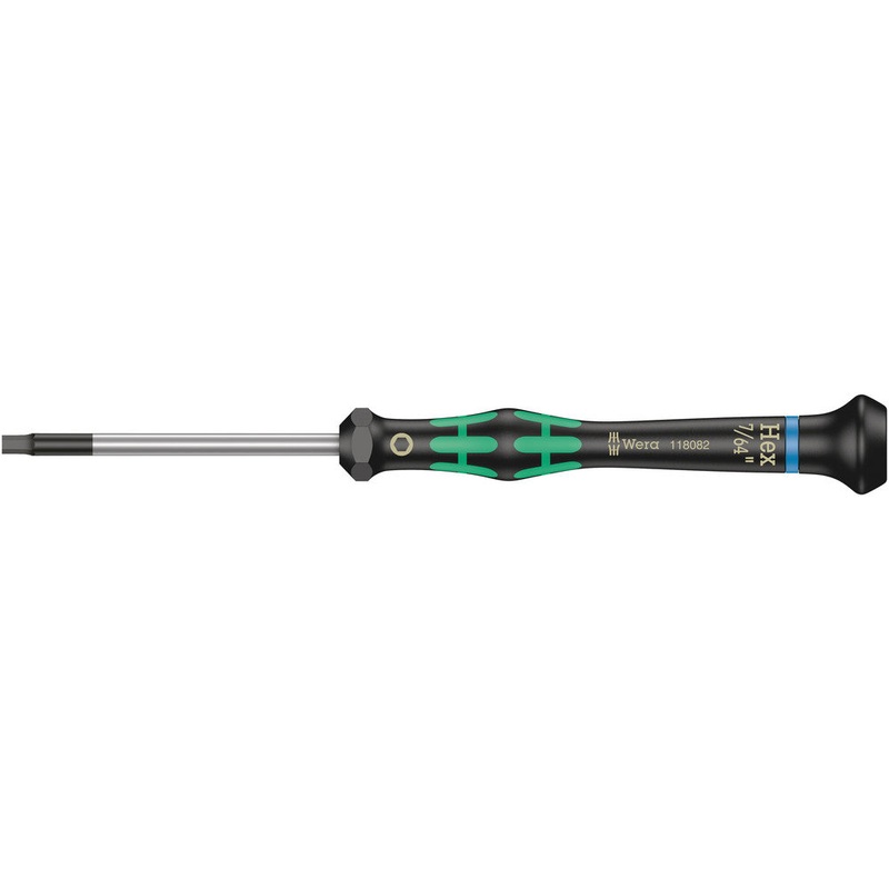 Wera 05118082001 2054 Screwdriver for hexagon socket screws for electronic applications, 7/64" x 60 mm