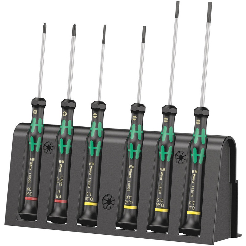 Wera 05118150001 2035/6 A Screwdriver set and rack for electronic applications, 6 pieces