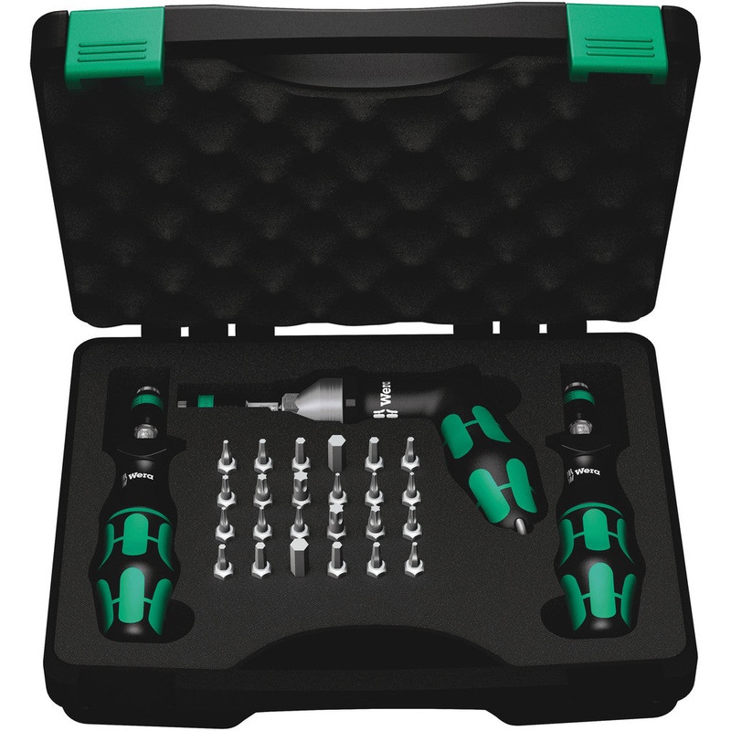 Wera 05350451001 7445/46/47 Kraftform torque screwdriver set 2.5-55.0 in.lbs., 27 pieces
