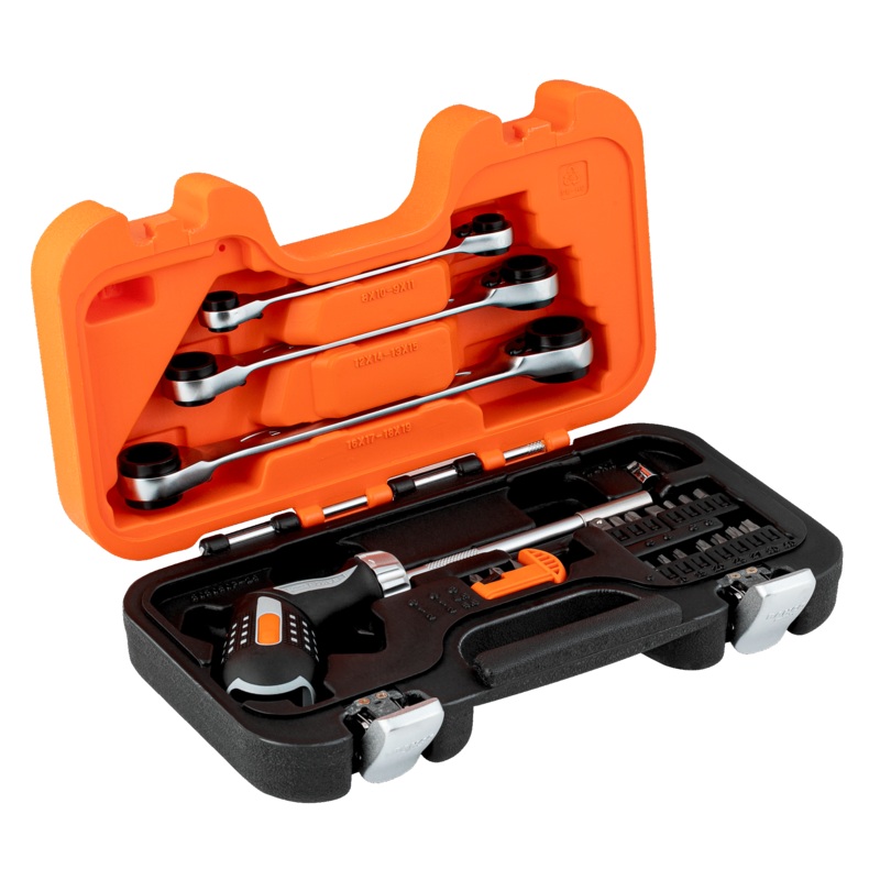 Bahco 808050P-25 1/4" Ratcheting Bit Screwdriver Set with Pistol Handle - 25 Pcs
