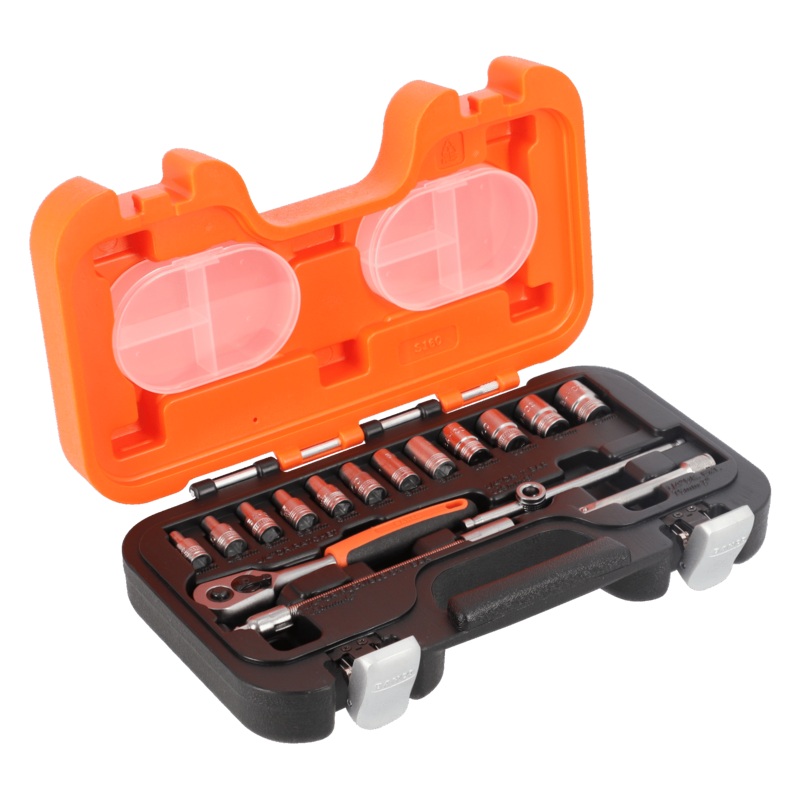 Bahco S160 1/4" Square Drive Socket Set with Metric Hex Profile and Ratchet