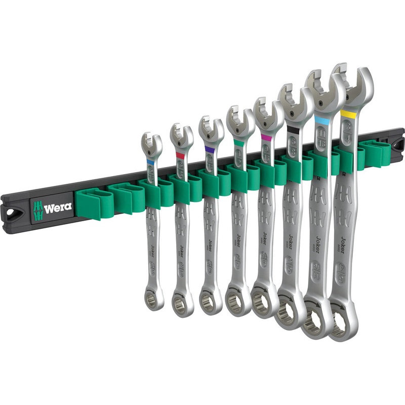 Wera 05020016001 9632 Magnetic rail 6000 Joker Imperial 1 Ratcheting combination wrenches set, Imperial, 8 pieces