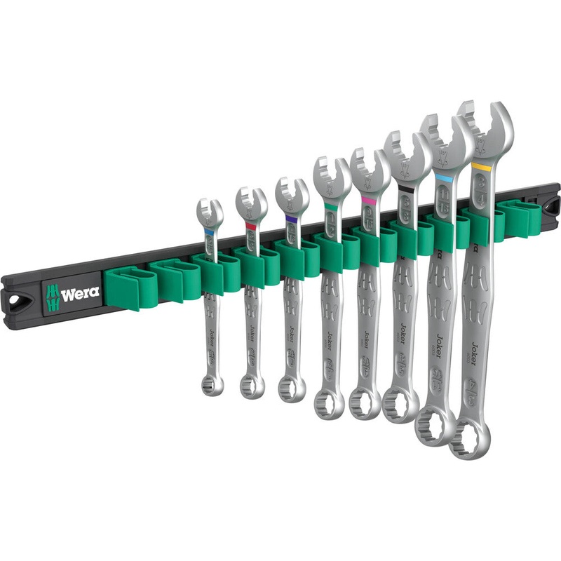 Wera 05020235001 9642 Magnetic rail 6003 Joker Imperial 1 Ring spanner set, 8 pieces