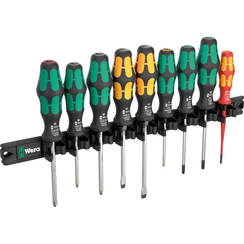 Wera 05051012001 9650 Magnetic rail Kraftform screwdriver set, 9 pieces