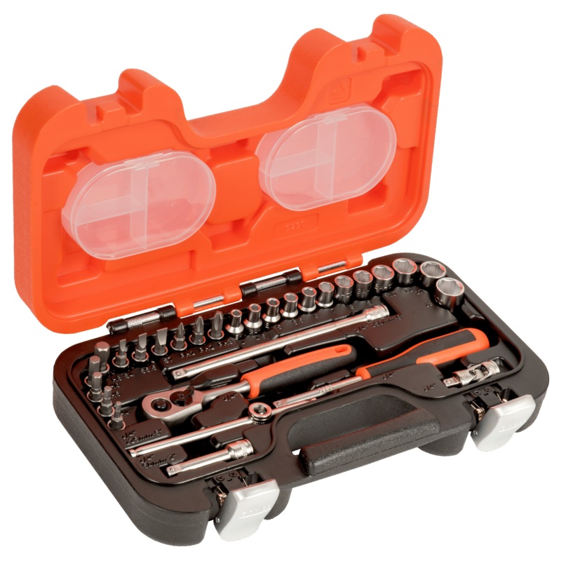 Bahco S290 1/4" Square Drive Socket Set with Metric Hex Profile and Ratchet/Socket Drivers