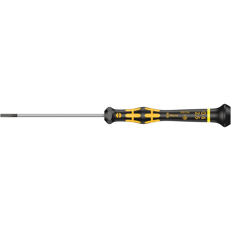 Wera 05030104001 1578 A ESD Kraftform Micro screwdriver for slotted screws, 0.40 x 2.5 x 80 mm