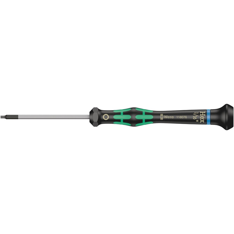 Wera 05118076001 2054 Screwdriver for hexagon socket screws for electronic applications, 1/16" x 60 mm