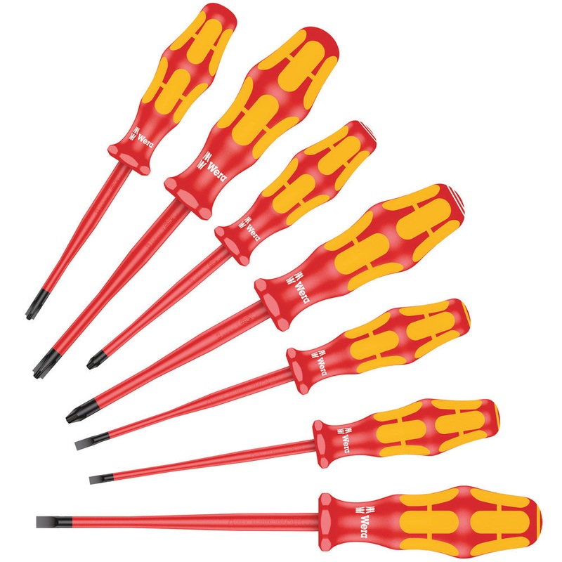 Wera 05135961001 160 iSS/7 Screwdriver set Kraftform Plus Series 100. With reduced blade diameters and smaller handle diameters, 7 pieces