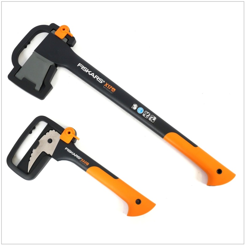 Fiskars set hacha partida X 17 y zapatilla de mano XA2 129038
