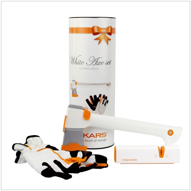 Fiskars White Axe Set Edicin Limitada - Hacha Universal + Xsharp + Guantes (129040)