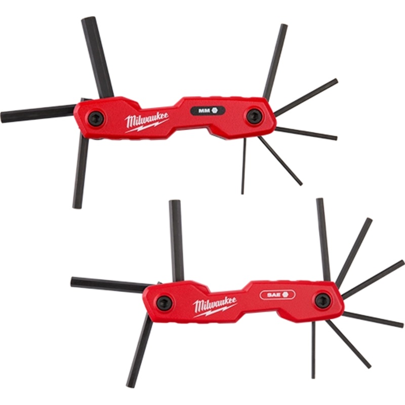 2PC 17-Key Folding Hex Key Sets - SAE/Metric