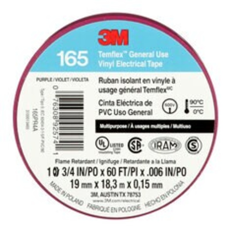 3M Temflex Vinyl Electrical Tape 165, Purple