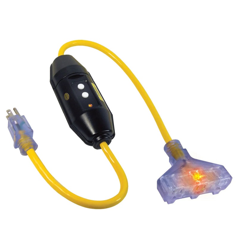 3ft 12/3 SJTW In-Line GFCI Triple-Tap Adapter