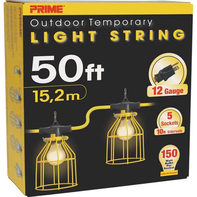 50 ft. 12/3 SJTW Temporary Light Strip With Metal Cages
