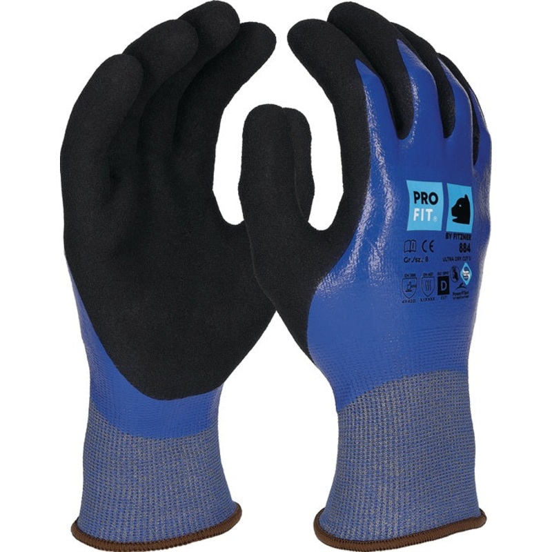 Guantes de proteccin contra cortes PRO FIT Ultra DRY CUT D talla 8 azul/negro (4000391424)