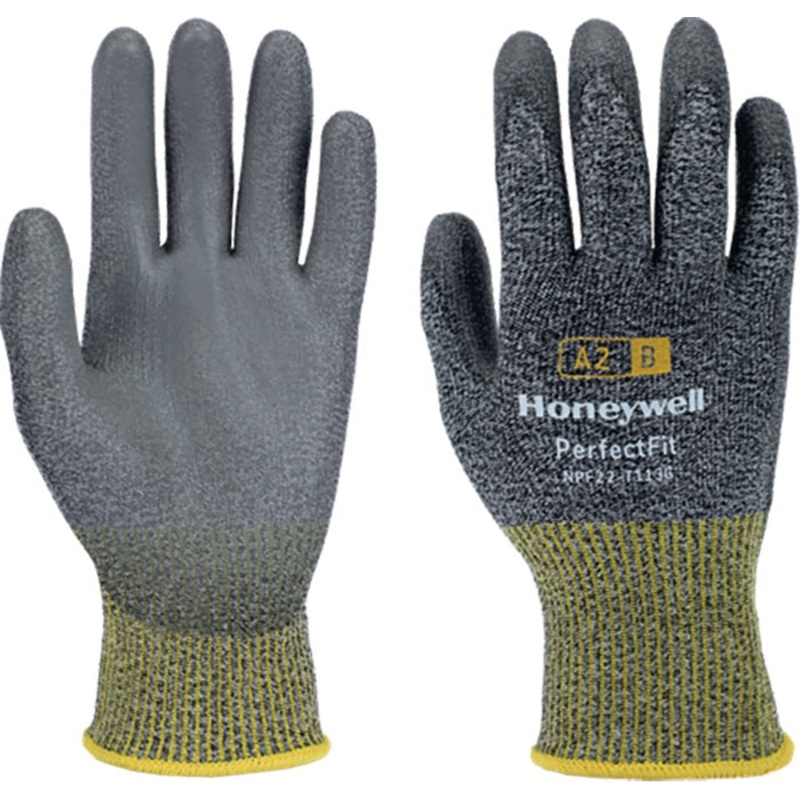 HONEYWELL Guantes de proteccin contra cortes New Perfect Fit 13G PU A2/B talla 9 gris/amarillo (4000391438)