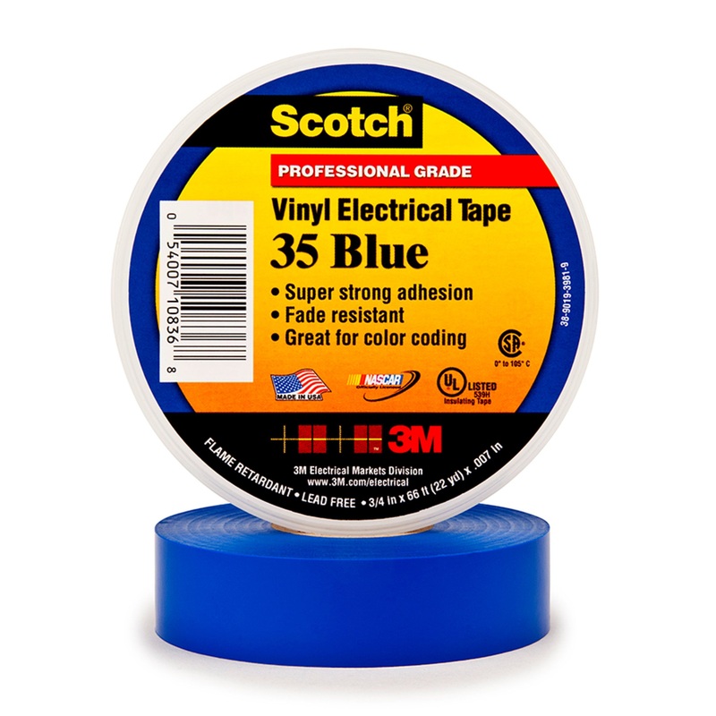 Scotch Vinyl Color Coding Electrical Tape 35, 19 mm x 20.1 m, Blue